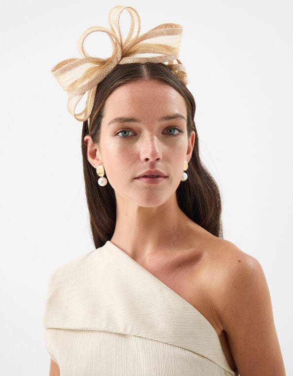 Loop Bow Fascinator, Natural (CHAMPAGNE), large