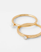Pearl and Crystal Ring Set, Cream (PEARL), large