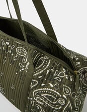 Paisley Print Quilted Weekend Bag, , large