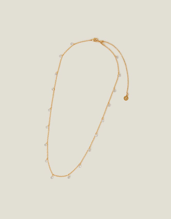 14ct Gold-Plated Sparkle Station Necklace, , large