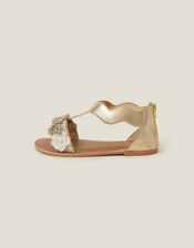 Girls Flower Embellished Sandals, Multi (PASTEL MULTI), large