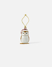 Enamel Santa Owl Christmas Decoration, , large