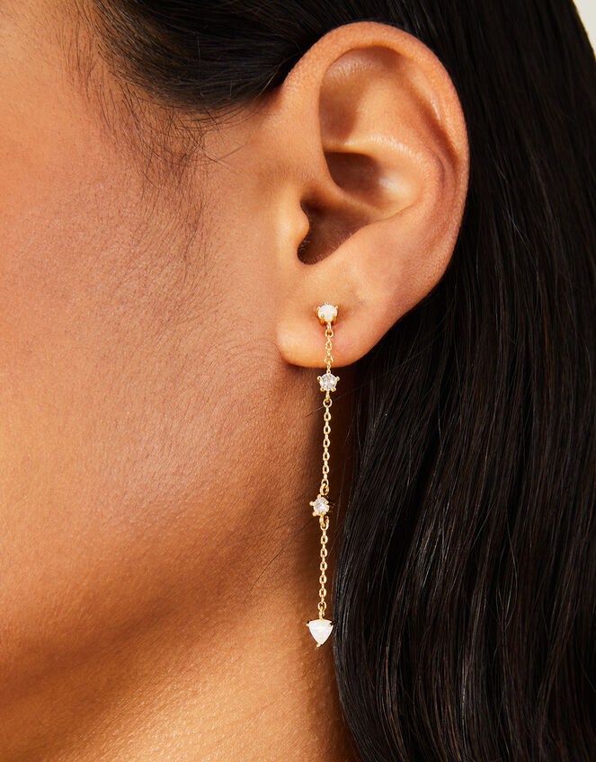 14ct Gold-Plated Opal Long Drop Earrings, , large