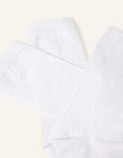 Supersoft Cotton Ankle Socks Set of Three, White (WHITE), large