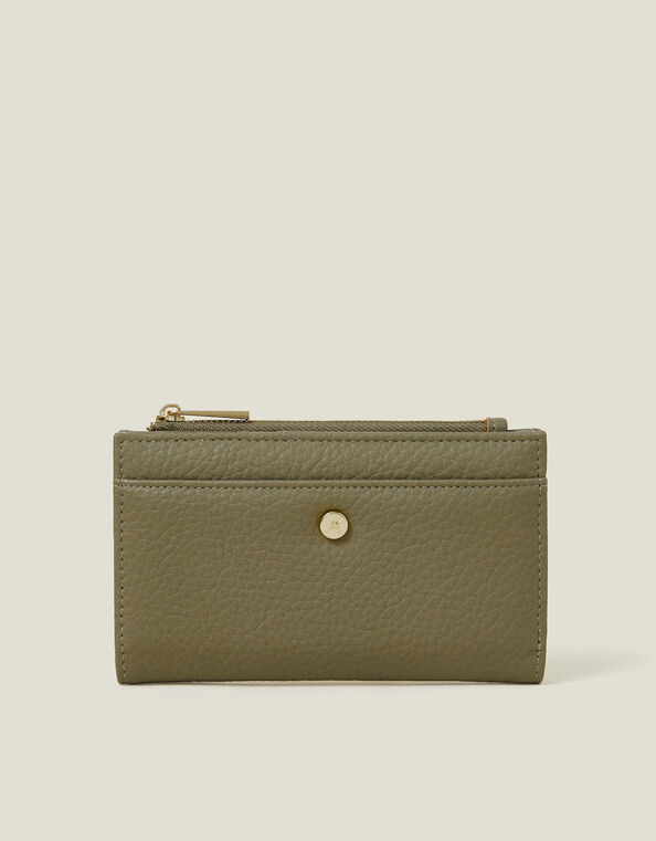 Fold-Over Faux Leather Purse, Green (KHAKI), large