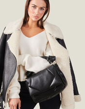 Quilted Handheld Cross-Body Bag, Black (BLACK), large