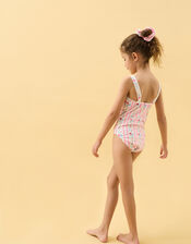 Girls Floral Print Swimsuit & Hair Scrunchie Set, Multi (BRIGHTS MULTI), large