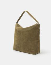Fold Top Suede Shoulder Bag, , large