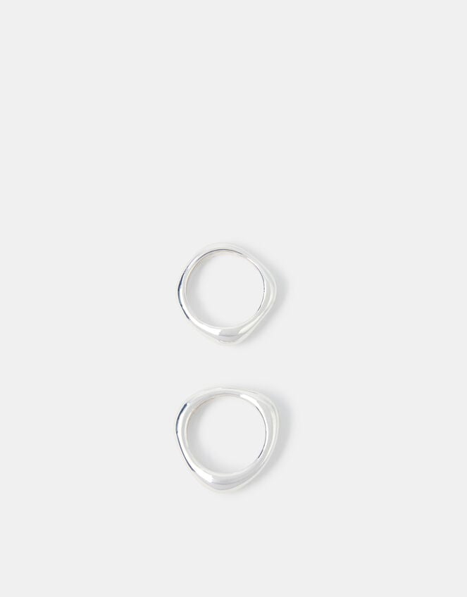 2-Pack Sterling Silver-Plated Irregular Rings, Silver (ST SILVER), large