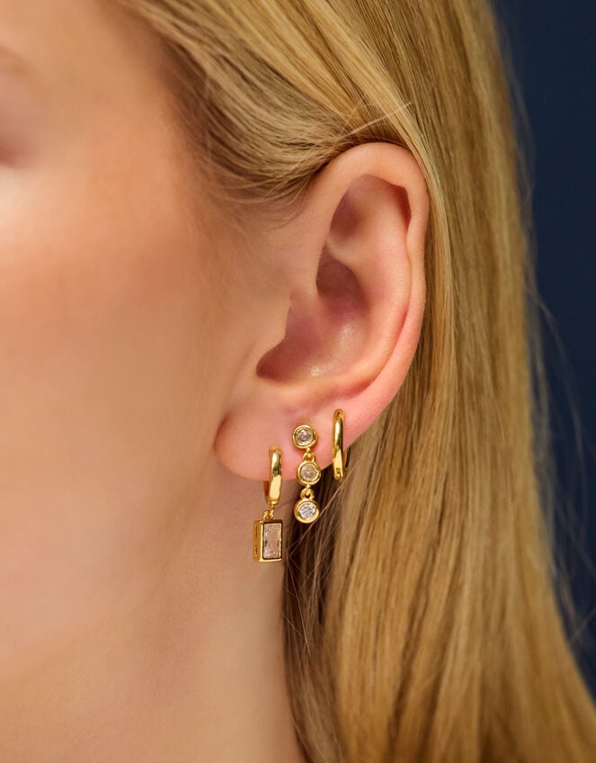 5-Pack 14ct Gold-Plated Hoop & Stud Earrings, , large
