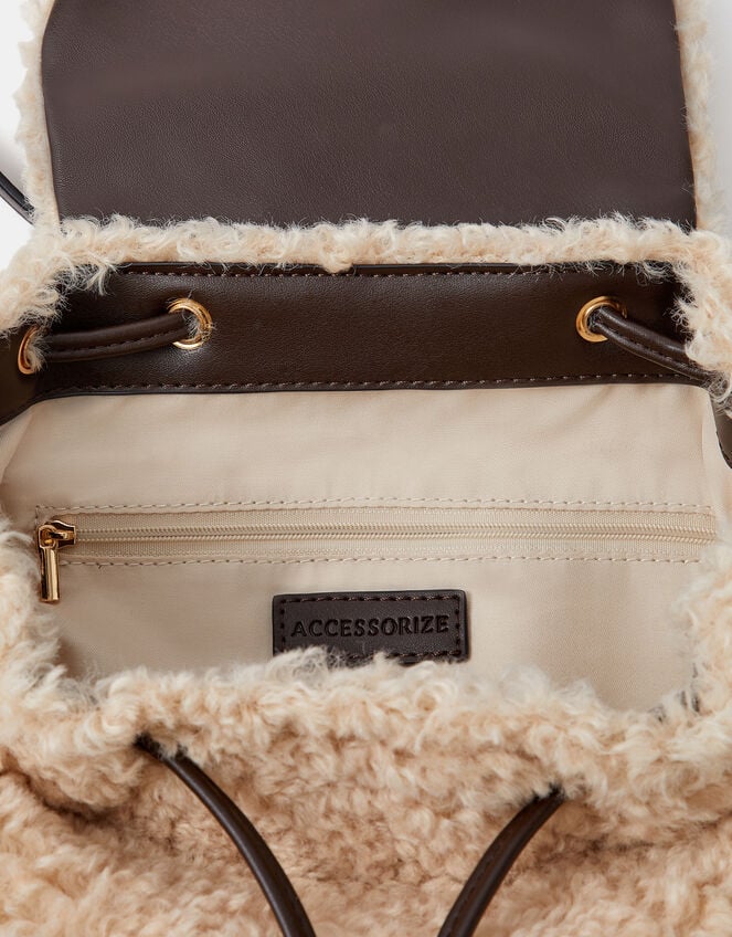 Faux Shearling Backpack, , large