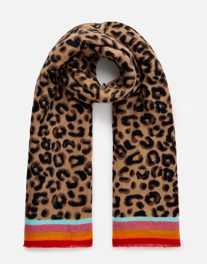 Leopard Border Print Scarf , , large