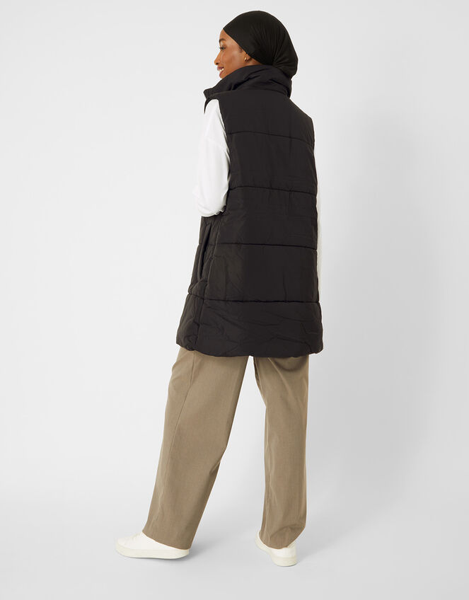 Long Puffer Gilet , Black (BLACK), large