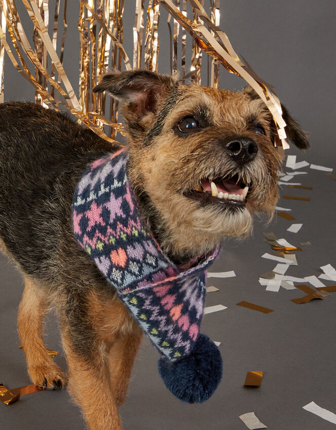 Heart and Star Fair Isle Dog Scarf, Multi (BRIGHTS-MULTI), large