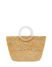 Diamanté Woven Mini Shopper Bag, , large