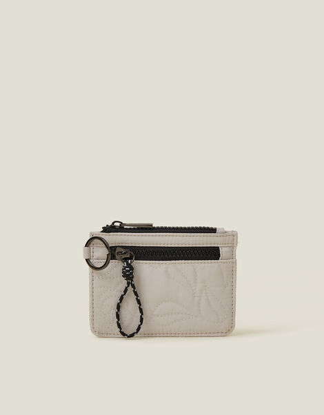 Quilted Nylon Card Holder, Cream (CREAM), large