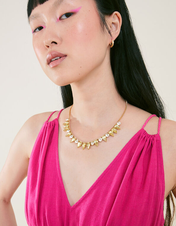 Crystal Teardrop Collar Necklace, , large