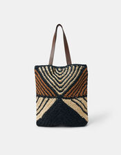 Mix Raffia Tote Bag, , large