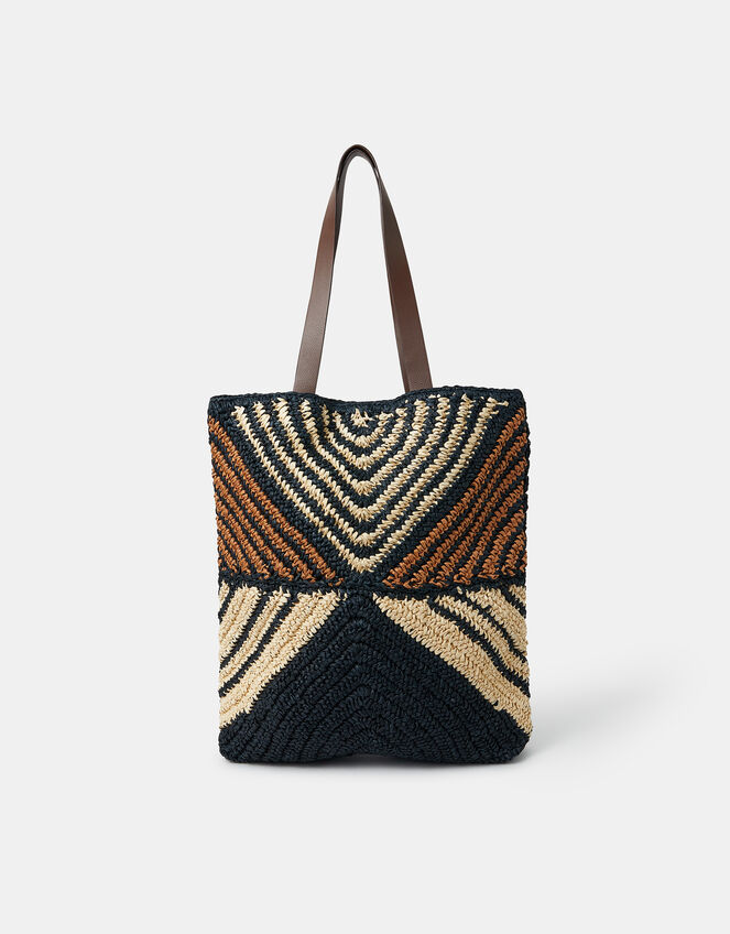 Mix Raffia Tote Bag, , large