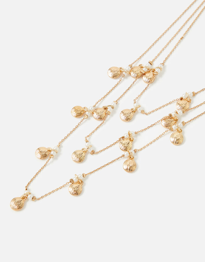 Blue Harvest Pearl Drop Multirow Necklace, , large