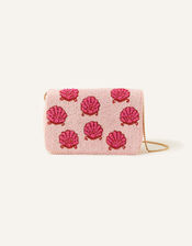 Shell Hand-Beaded Chain Strap Clutch Bag, , large