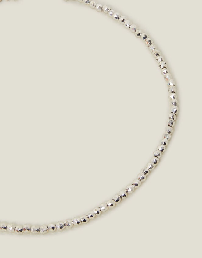 Sterling Silver-Plated Beaded Anklet, , large