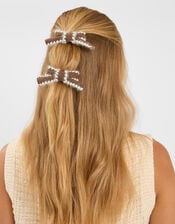 2-Pack Knit Bow Barrette Hair Clips, , large