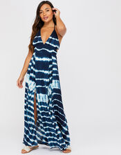 Tie-Dye Maxi Dress, Blue (BLUE), large