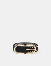Suede Studded Skinny Belt , Black (BLACK), large