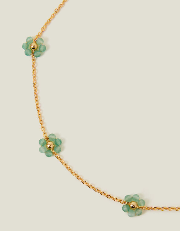 14ct Gold-Plated Beaded Flower Choker Necklace, , large