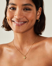 14ct Gold-Plated Aventurine Clover Pendant Necklace, , large