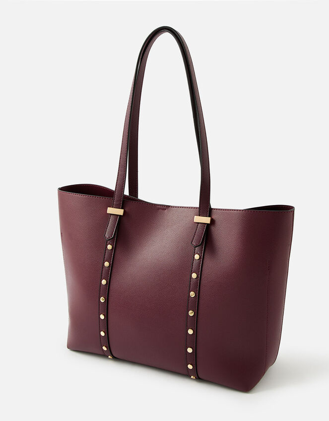 Ali Studded Tote Bag , Red (BURGUNDY), large