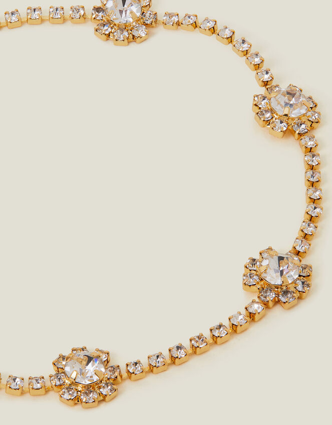 14ct Gold-Plated Diamante Daisy Chain Bracelet, , large