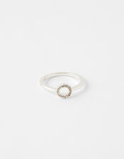 Pave Cut Out Circle Ring, White (CRYSTAL), large