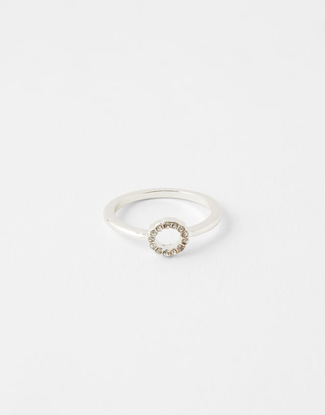 Pave Cut Out Circle Ring, White (CRYSTAL), large