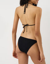 Seersucker Tie Bikini Bottom, Black (BLACK), large