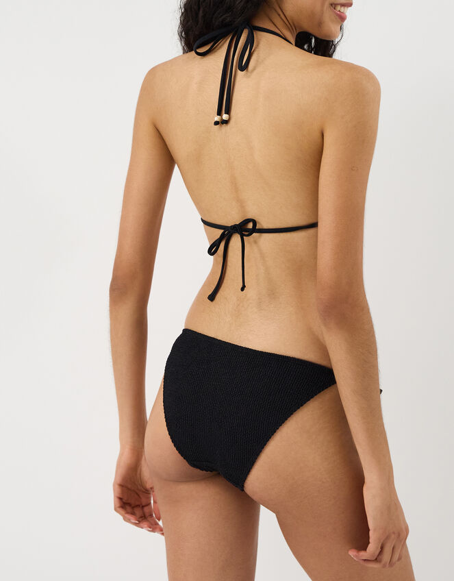 Seersucker Tie Bikini Bottom, Black (BLACK), large