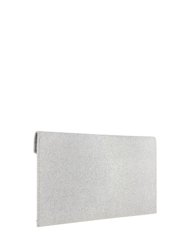 Lily Glitter Envelope Clutch Bag, Silver (SILVER), large