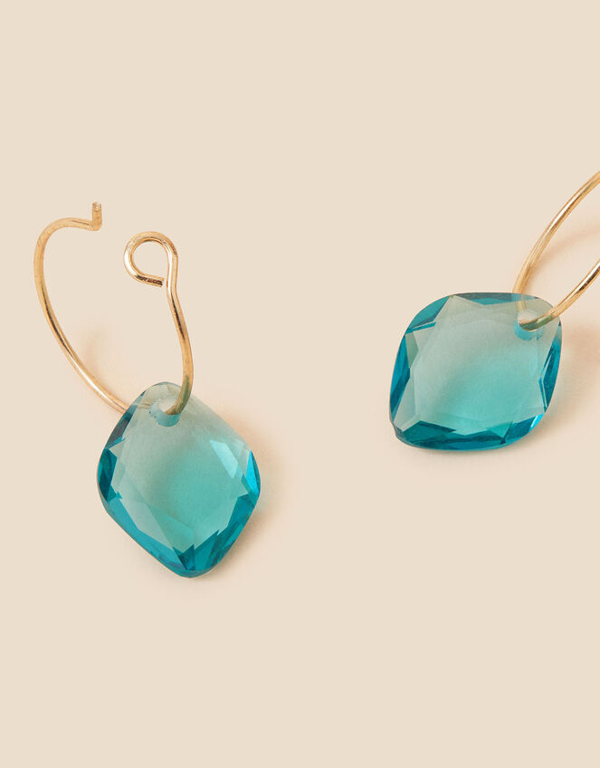 Beaded Glass Drop Hoops, , large