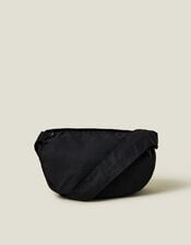 Ruched Strap Sling Bag, Black (BLACK), large