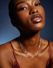 Sterling Silver-Plated Bead Layered Necklace, , large