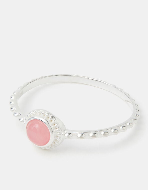 Sterling Silver Healing Stone Ring, Pink (PINK), large