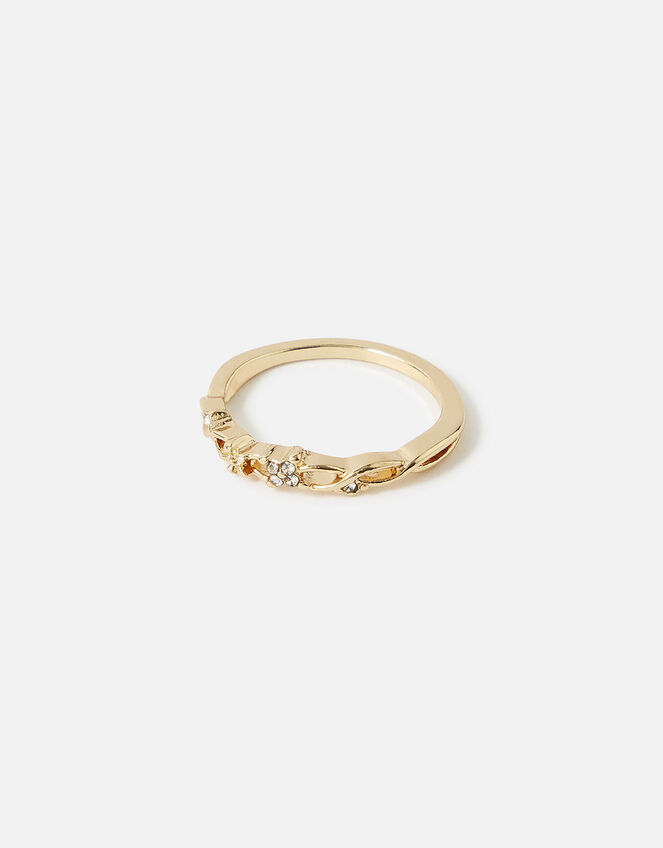 Crisscross Flower Ring, White (CRYSTAL), large