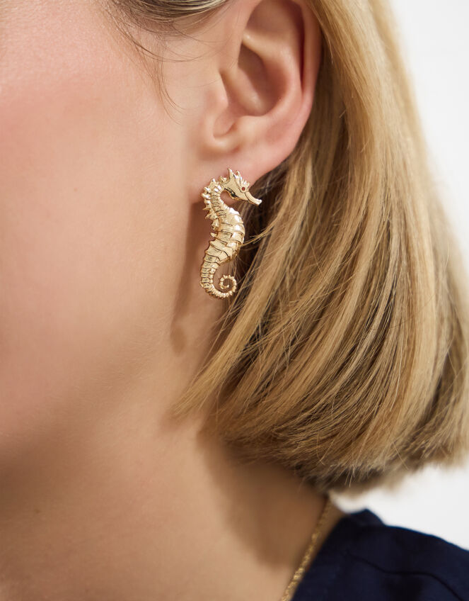 Seahorse Stud Earrings, , large