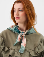 Palm Print Square Satin Scarf, , large