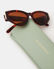 Acetate Tort Cat Eye Sunglasses, , large