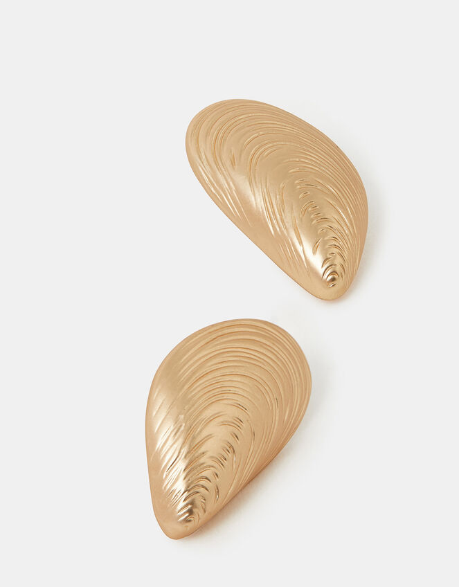 Brushed Seashell Stud Earrings, , large