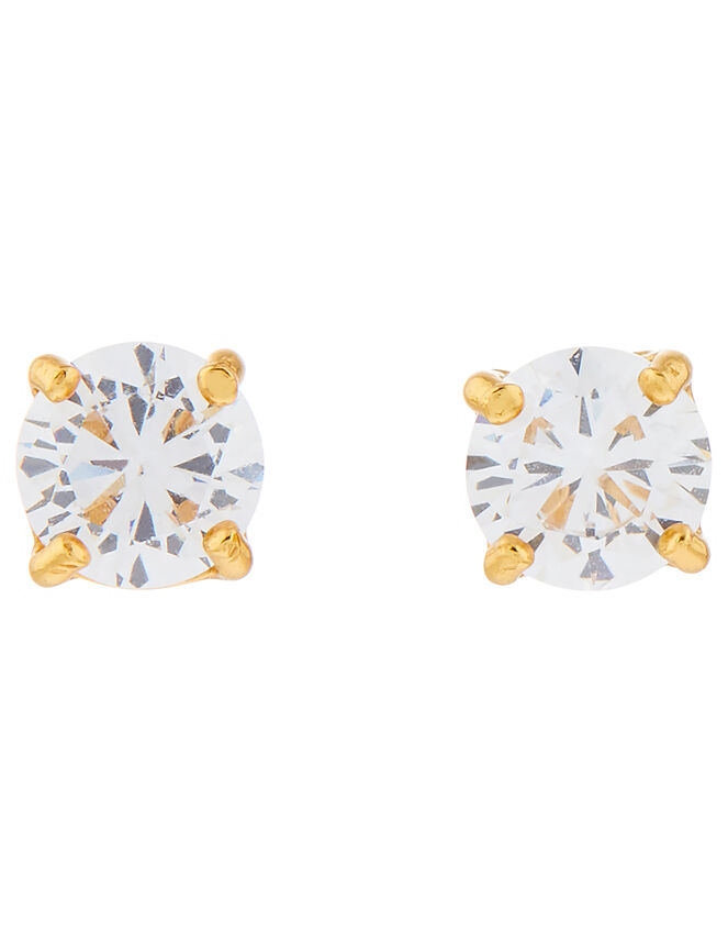 Gold-Plated Crystal Stud Earrings in Box, , large