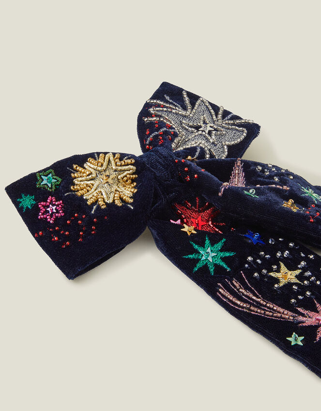 Star Embellished Bow Hair Clip, , large