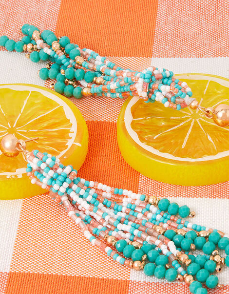 Long Beaded Tassle Earrings , , large